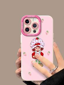 Estuche para teléfono con personaje de Chef Fresa Compatible con teléfonos   17  16 Pro Max  15 Pro Max  13 y  12 Hecho de material de TPU, mejora la protección de la lente y muestra un diseño caprichoso de chef fresa que brinda protección integral contra golpes y caídas con una apariencia elegante y divertida Es el regalo perfecto para familiares, amigos, seres queridos, novios / novias y aniversarios - Blanco - Ver 4