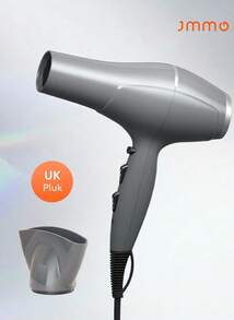 JMMO High Powered Salon Grade Hair Dryer With Three Gear Adjustable Temperature, Equipped With Two Different Sized Nozzles, Suitable For Home And Professional Salon Use-UK Plug - Dark Grey - View 1