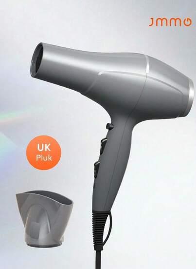JMMO High Powered Salon Grade Hair Dryer With Three Gear Adjustable Temperature, Equipped With Two Different Sized Nozzles, Suitable For Home And Professional Salon Use-UK Plug