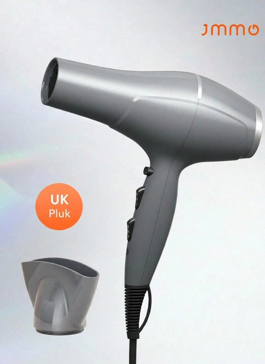 JMMO High Powered Salon Grade Hair Dryer With Three Gear Adjustable Temperature, Equipped With Two Different Sized Nozzles, Suitable For Home And Professional Salon Use-UK Plug - Dark Grey - View 1