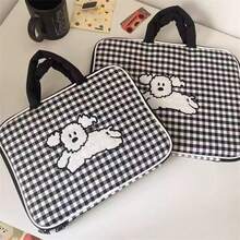 1pc Checkered Cute Cartoon Laptop Sleeve Bag, Fits 11/13 Inch Laptops, With Inner Lining, Essential For Back To School Season - Computer Handbag - View 2