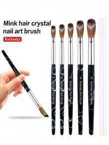 1pc Crystal Nail Art Brush With White Pattern On Black Background, French Manicure Extension Sable Nail Art Brush - Multicolor - View 3