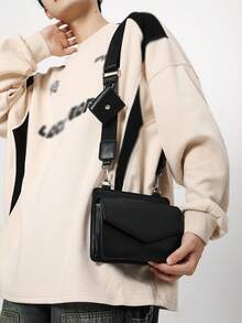 Men's Shoulder Bag - High-End Dark Minimalist Square Bag, 2-In-1 Combination Bag, Men's Versatile Envelope Box Crossbody Bag - Multicolor - View 1