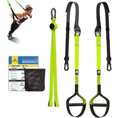 Adjustable Suspension Sling Trainer Set With Door Anchor Suitable For Home Indoor Outdoor Training And On-The-Go Travelling Fitness