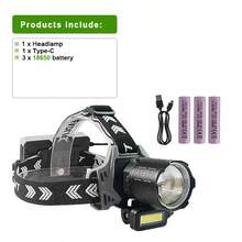 Đèn đội đầu mạnh nhất 600000LM, sử dụng pin sạc 18650, đèn LED cảm biến hồng ngoại, tầm chiếu xa 1500M, đèn lồng cắm trại siêu sáng. - đèn pha - Xem 14