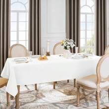 White Table Cloth Rectangular 140x200 Cm Wipe Clean Outdoor Tablecloth Stain Resistant Tablecloths Wipeable Washable Table Cover For Party Birthday Banquet Wedding Garden 55x78 Inch  Dfe - White - View 5