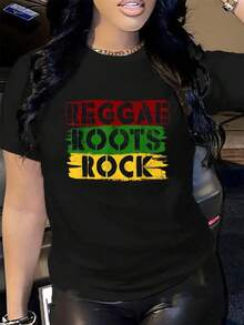 100% Cotton Reggae Roots Rock T-Shirt - Jamaica Shirt T-Shirt Women's Men's Vacation T-Shirt Dress Breathable Summer Tee Fashion Shirts - Black - View 5