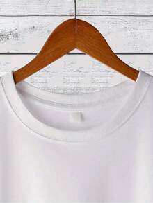 Valentine's Day Gift Casual T-Shirt, Women's Minimalist Cross With Heart Graphic Tee, White Simple Line Christian Cross Print, Short Sleeve Crew Neck Slim Fit Faith-Based Top, Soft And Comfortable Daily Wear Shirt For Holiday And Everyday Outfits, Ideal For Expressing Spiritual Beliefs And Gentle Devotion (Single Piece, Material: 100% Cotton) - 白色 - 查看 4