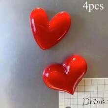 2pcs Modern Heart-Shaped Refrigerator Magnets, Cute Decorative Stickers For Kitchen, Office, Whiteboard, Storage Cabinet, Dishwasher, Home Decor, Mother's Day Gift - Red - View 8