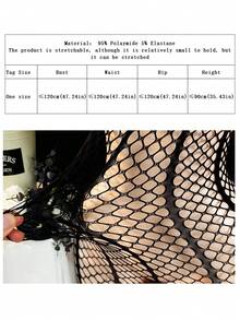 1件装女士加大码性感连体紧身衣，网眼露背罩衫，适合音乐节、镂空紧身连衣裙、薄纱沙滩装、夏季泳装 - 黑色 - 查看 5