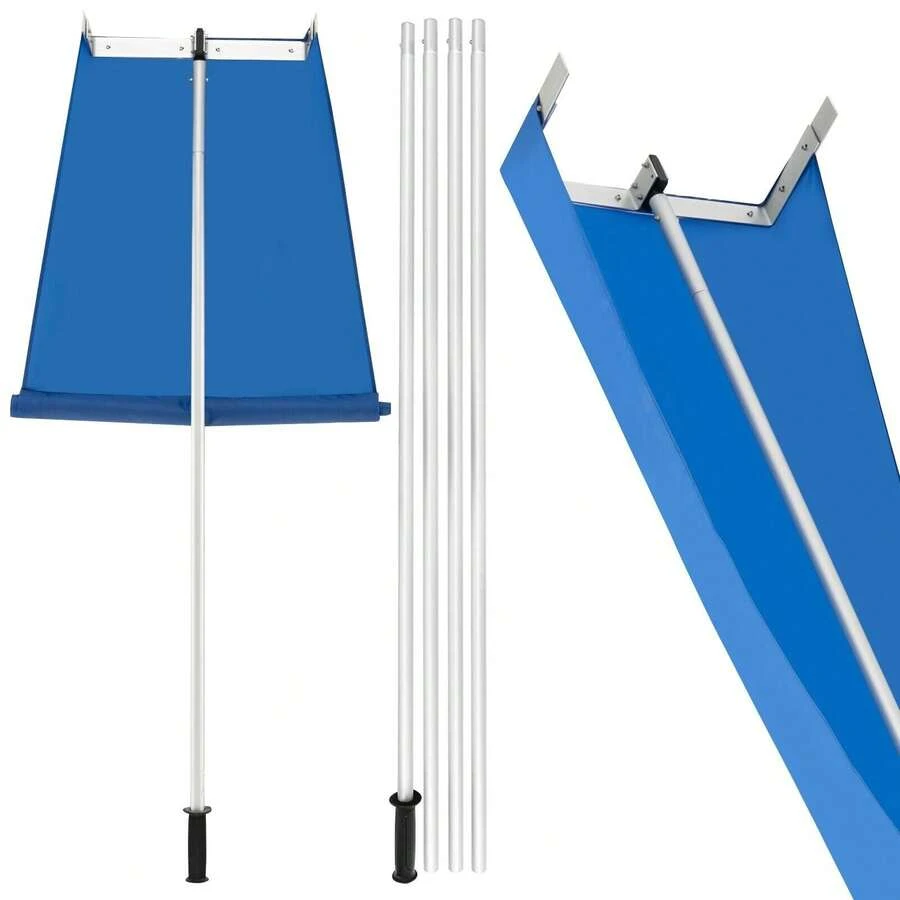 COSTWAY 170-750CM Adjustable Snow Roof Rake Snow Cleaning Tool Lightweight Roof Rake, Blue - A - View 1