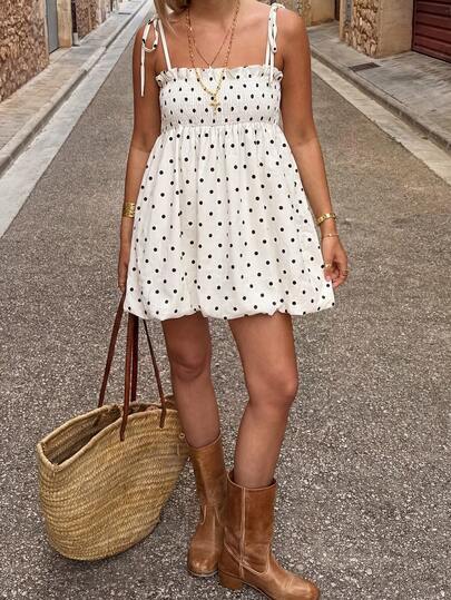2026 HoloChill 女士休闲撞色波点无袖吊带连衣裙，夏季休闲新品；2026 新款荷叶边蝴蝶结装饰女士夏季连衣裙，优雅派对连衣裙，女士沙滩连衣裙，婚礼宾客连衣裙，女士生日连衣裙，女士优雅连衣裙，女士海滩度假连衣裙，女士休闲连衣裙