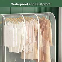 Multi-Size Minimalist Transparent Dust Cover, Dustproof, Waterproof, Moisture-Proof, Spacious Garment Hanging Storage Rack, Zipper Transparent Garment Rack Cover, Suitable For Hanging Clothes, Wardrobe, Living Room, Laundry Room, Balcony, Home Storage And Organization - Multicolor - View 6