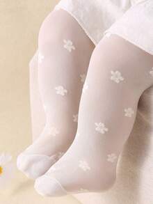 1 Par de Meias/Collants de Dança Jacquard Fofos Bege, Adequados para Bebês Meninas de 0-36 Meses, Podem Ser Combinados com Todos os Looks e Vestidos, Muito Adequados para Traje de Festa de Aniversário, Feitos de Material de Veludo Macio e Confortável - Multicolorido - Visão 4