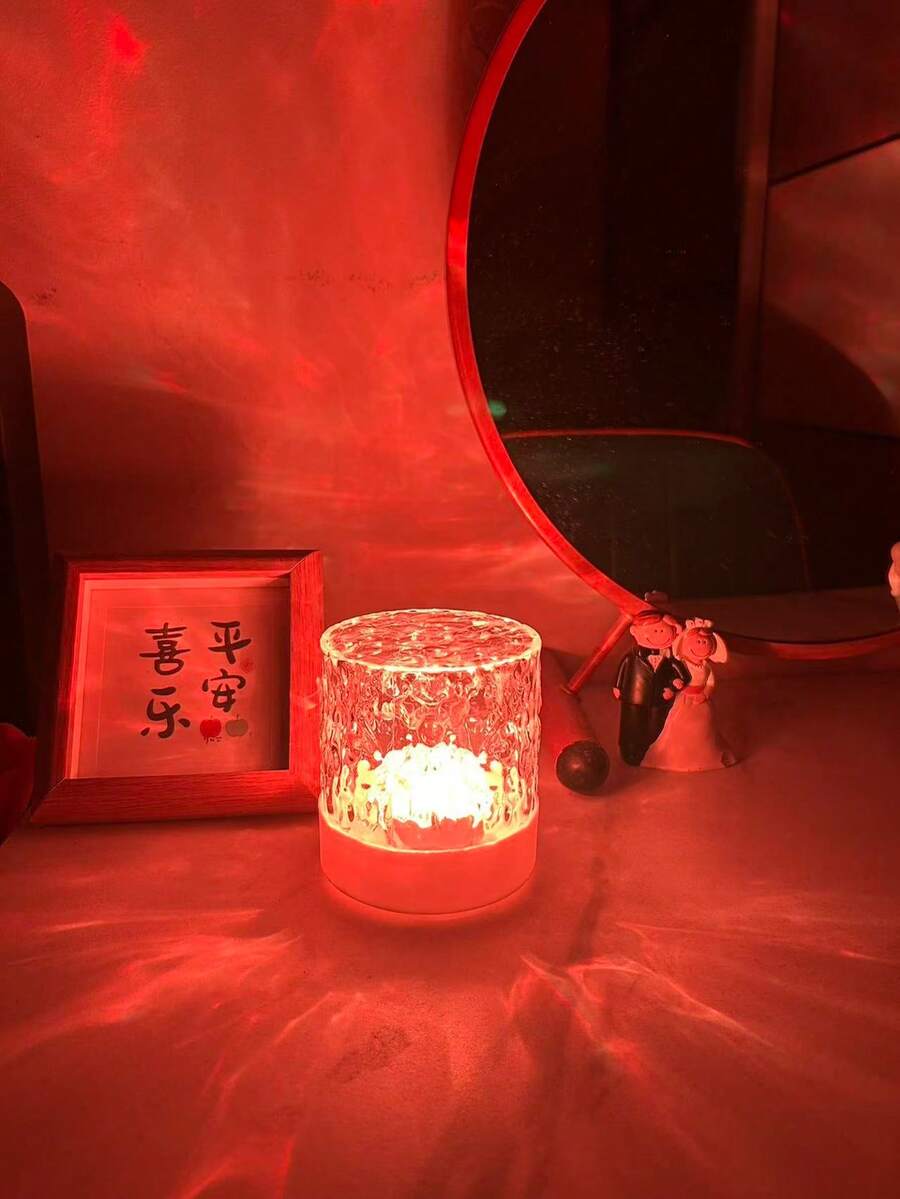 1pc 16-Color Wave Light USB Night Light With Flame Effect & Starry Sky Projection, Touch & Remote Control, Adjustable Multi-Color, Creates Romantic & Cozy Ambiance, Adjustable Aurora Effect - Ideal For Bedroom, Living Room, Christmas, Valentine's Day, Wedding, Bedroom Decor | Starry Sky Effect | Adjustable Lighting & Projection Lamp - Multicolor - View 1