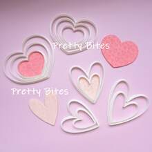 6件套心形饼干模具，几何形状心形饼干模具，翻糖饼干切割工具，饼干切割模具 - 心 - 查看 7