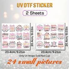 24 Stücke deutsche Familien Sprüche Aufkleber Rub-On UV DTF Tassen Wraps Aufkleber kompatibel für Glas mit deutschen inspirierenden Sprichwörtern, Familien Haus Zitat Design Familien Spruch Phrasen Aufkleber - selbstklebend für Tassen, Flaschen, Basteleien - ideales Familien Geschenk - Verschiedenfarbig - Übersicht 11