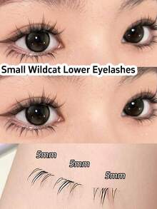 120片C型卷翘“小猫”下睫毛，柔软自然，适合新手，卷翘浓密，甜美与酷感兼具的百搭风格，可爱清新卡通系列簇状假睫毛，睫毛簇，单根睫毛 - C - 查看 3