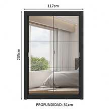 Ropero Closet Madesa Vivare 2 Puertas 2 Espejos Color Negro - Negro - Ver 3