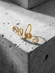 1pc New Copper Alloy Minimalist Twisted Adjustable Toe Ring [Random Ring Shape] - Gold - View 2