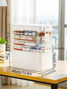 1/2/3/4/5layers Medicine Cabinet Organizer,Portable Medicine Cabinet With Handle, Multipurpose Medical Box With Pill Box, Empty First Aid Kit For Home,Multipurpose Medical With Removable Tray - White - View 2