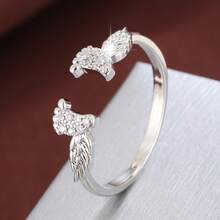 1pc Creative Foot Design Zirconia Inlaid Adjustable Open Ring For Women - Multicolor - View 9