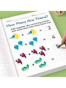 64页数学加减法练习册 - 车辆和船只计数视觉练习，1-10数字练习 - 彩色 - 查看 6