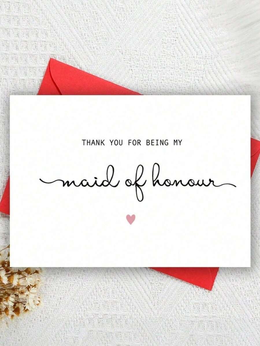 1 Pc Thank You For Being My Maid Of Honor Greeting Card With Bridal Party Design For Sister Wedding Party Family Friends Couples Colleagues Perfect For Birthday Christmas Thanksgiving Wedding Parties Any Occasions Use As Christmas Card Birthday Card Invitation Card Thank You Card Gift Card With Matching Envelope - Multicolor - View 1