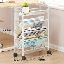 LOVEWE 5-Tier/6-Tier Heavy-Duty Rolling Cart With Lockable Wheels – Metal Shelf For Home, Office, Library – Sturdy Mobile Bookshelf & Organizer Cart, Easy Assembly - Năm lớp màu trắng - Xem 11