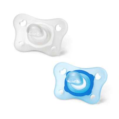 Chicco Chupete Silicona Physio Minisoft Ortod Azul 0-2 Meses, Pack 2 Unidades - Ideal para el desarrollo oral saludable del bebé; diseño ergonómico que se adapta a la boca del recién nacido, proporcionando comodidad máxima; silicona suave y segura para la piel; recomendado por expertos para una succión natural.