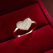 1枚精美心形设计立方氧化锆女士戒指，情人节礼物 - 彩色 - 查看 3
