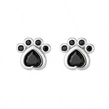 925 Sterling Silver Cute Black Footprint Stud Earrings, Fashion Earrings Suitable For Daily Wear And Parties, Jewelry Gift - Black Footprint Earrings - View 12