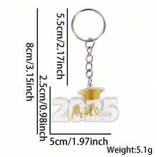 1pc Graduation Season Keychain Pendant, Acrylic Doctorate Cap & Gown Bag Charm - Multicolor - View 12