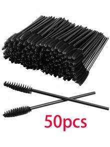 100/500Pcs Disposable Black Eyelash Brushes Mascara Wands Lash Eyebrow Spoolies Mini Makeup Applicators,Eyebrow Brush,Eyeshadow Brush,Spoolie,Spoolie Brush - Black - View 13