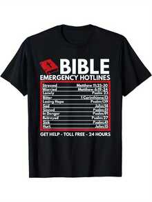 's Bible Emergency Hotlines-Shirt - Black  Scripture Tee With 24/Bible Verse Guide (Abortion,, Crisis) - Soft Fit Events, Prayer Groups & Faith-Based Gifts - Psalms 23:1 Inspired, Birthday Mother's Day - 黑色 - 查看 1