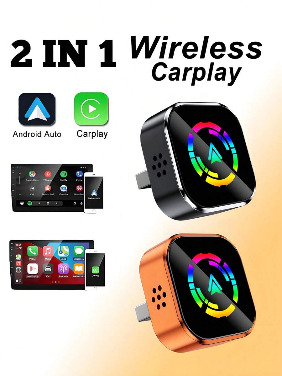 2-In-1 Wireless CarPlay Adapter, Stable Connection With No Delay, Supports Voice Control Function Wireless Android Car Adapter