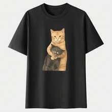 Women's Oversized Cotton T-Shirt | Washable T-Shirt With Arguing Cat Print | High-Quality Retro Batik Fashion Brand, Women's Summer Clothing, Holiday Gift - 白色的 - 查看 6
