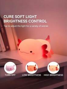 Cute Axolotl Night Light - USB Rechargeable LED Lamp, Touch Dimming, Color-Changing Axolotl Design, Soft Light, Suitable For Bedroom And Office Decor - Perfect Gift For Birthday, Christmas And Holiday Season, Room Decor, Bedroom Decor - Multicolor - View 14