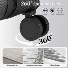 YSTYLE 4-Piece Hardside Luggage Set (12/20/24/28 Inches), With Scratch-Resistant And Impact-Resistant ABS Shells, Spacious Design And Four 360-Degree Spinner Wheels - Black - View 4