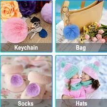 160/80个钥匙扣流苏毛绒球套装，人造毛球钥匙扣带流苏和钥匙链，节日礼物 - 彩色 - 查看 5