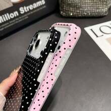DJmltech For IPhone 17 Pro Case Polka Dot Phone Cases Aesthetic Design Women Girly Retro  Simple Slim Thin Flexible Shockproof Protective Cover Navy Blue - 款式1(1pc) - 查看 5