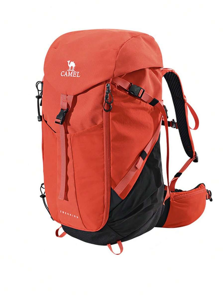 CAMEL CROWN Foldable Large Capacity Travel Backpack, Short Trip & Gym Storage Bag - Red Flame Orange - View 1