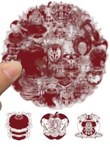 50张可爱红色苹果图案防水乙烯基贴纸，适用于笔记本电脑、水杯、剪贴簿、手机壳、吉他、水壶、自行车等工艺品爱好者 - 粉色 - 查看 7