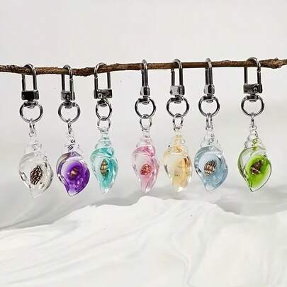 5pcs Glow-In-The-Dark Shell Keychains, Suitable As Keychain, Bag Charm Or Gift (Random Color, 1 Of Each)