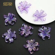 20 hạt cườm hình hoa diên vĩ bằng acrylic trong suốt nhiều màu sắc, màu cầu vồng, dùng để tự làm vòng tay, vòng cổ, móc khóa và trang sức. - Hoa diên vĩ - Xem 14