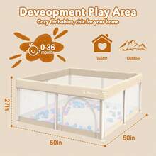 ¡RecomendadoParque infantil plegable para bebés y niños pequeños, patio de juego portátil de 50 x 50 pulgadas, bolígrafo plegable con tapete de malla visible, 50 bolas oceánicas, centro de actividades para¡Top de Temporada - Amarillo - Ver 7