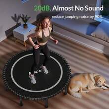 FLYBIRD 48 INCH 550LBS Foldable Mini Trampoline,  Adult Fitness Trampoline With Durable Bungees, Stable & Quiet Exercise Rebounder,Great Mini Trampoline For Indoor/Garden Workout - Bạc - Xem 4