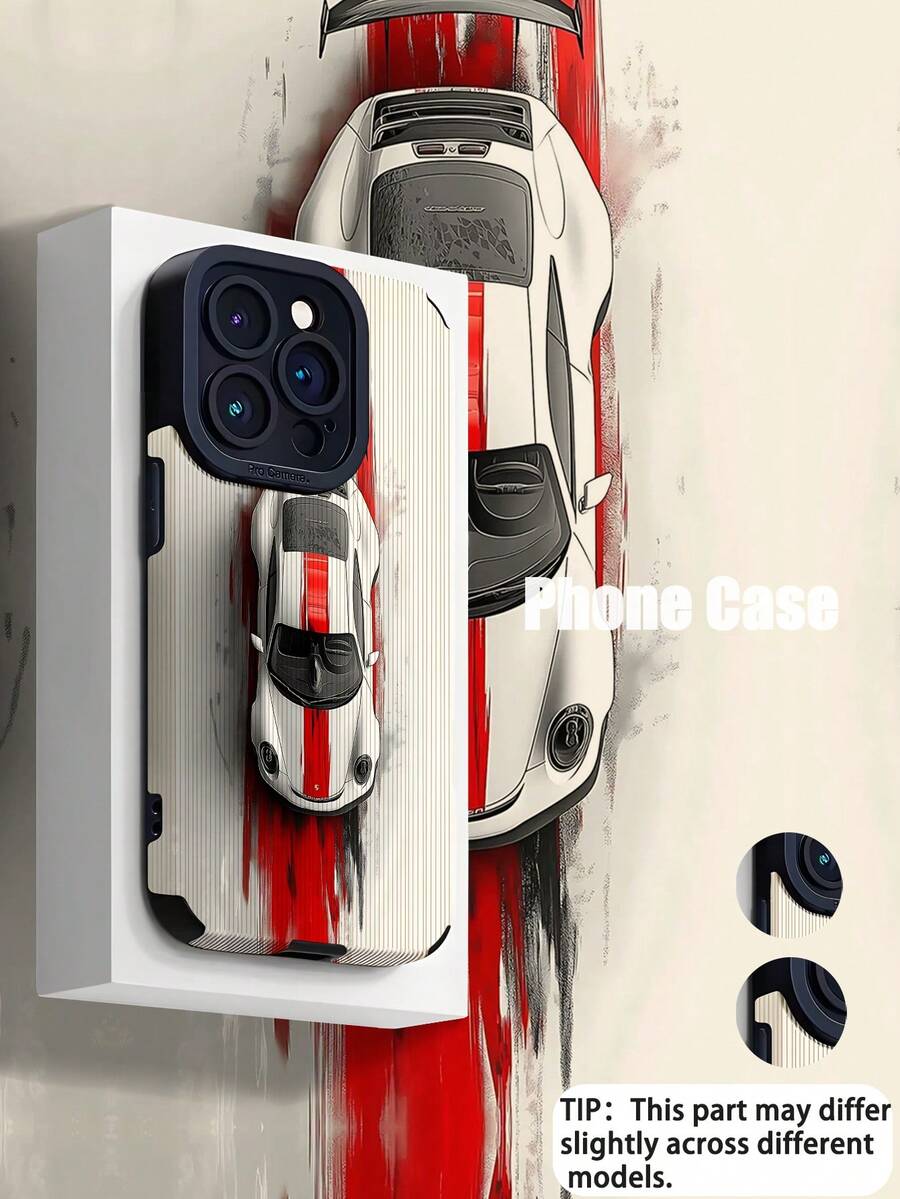 1个时尚汽车图案竖款仿皮纹理防震软手机壳，适合作为生日、节日礼物送给朋友、家人、情侣或自己，兼容 17/ 17 Air/ 17 Pro/ 17 Pro Max/ 16/ 16 Plus/ 16 Pro/ 16 Pro Max/ 15/ 15 Plus/ 15 Pro - 彩色 - 查看 1