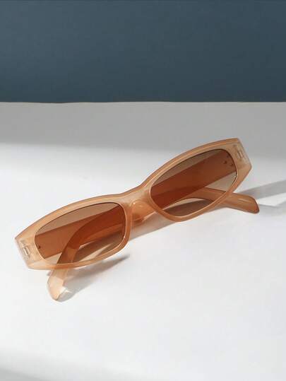 Retro Rectangular Small Frame Brown Fashion Glasses, Plastic Casual Decorative Daily Wear Fashion Glasses For Men And Women