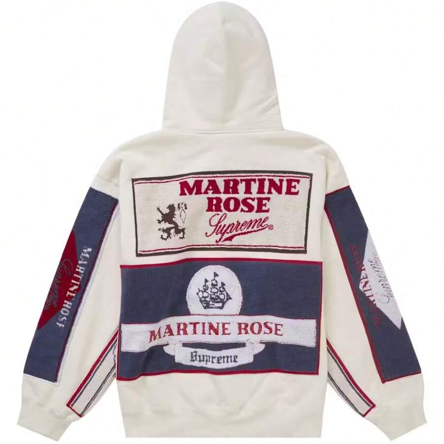 Supreme Martine Rose Towel Zip Up Hooded Sweatshirt | Unisex Collaboration Towel Embroidery Zip-Up Hoodie | Premium Heavyweight Fleece Sweatshirt | Urban Streetwear Graphic Hooded Jacket | Retro Patchwork Outerwear - 查看 1